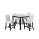 Wesley 5pc Counter Height Dining Table Set | White Faux-Leather | Faux Marble | Dark Brown