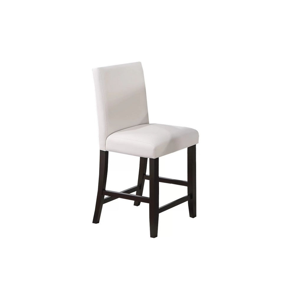 Wesley 5pc Counter Height Dining Table Set | White Faux-Leather | Faux Marble | Dark Brown