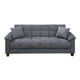 Tahira Convertible Sofa w Tapered Legs | Gray Box-Tufted Microfiber