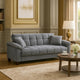 Tahira Convertible Sofa w Tapered Legs | Gray Box-Tufted Microfiber