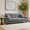Tahira Convertible Sofa w Tapered Legs | Gray Box-Tufted Microfiber