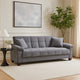 Tahira Convertible Sofa w Tapered Legs | Gray Box-Tufted Microfiber