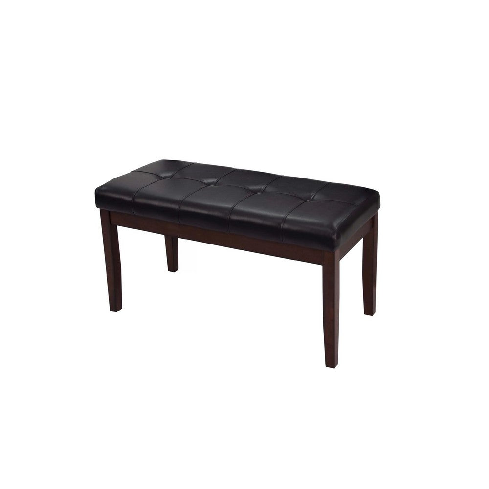Wesley 5pc Dining Table Set | Black Faux-Leather | Faux Marble | Cherry Brown