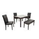 Wesley 5pc Dining Table Set | Black Faux-Leather | Faux Marble | Cherry Brown