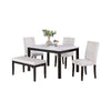 Wesley 5pc Dining Table Set | White Faux-Leather | Faux Marble | Cherry Brown