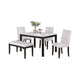 Wesley 5pc Dining Table Set | White Faux-Leather | Faux Marble | Cherry Brown