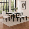 Wesley 5pc Dining Table Set | White Faux-Leather | Faux Marble | Cherry Brown