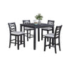 Derry 5pc Counter-Height Dining Table & 4 Chairs Set | Gray Rubberwood