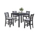 Derry 5pc Counter-Height Dining Table & 4 Chairs Set | Gray Rubberwood