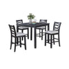 Derry 5pc Counter-Height Dining Table & 4 Chairs Set | Gray Rubberwood