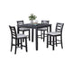 Derry 5pc Counter-Height Dining Table & 4 Chairs Set | Gray Rubberwood