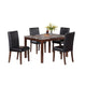 Wesley 5pc Dining Table Set | Black Faux-Leather | Faux Marble | Cherry Brown