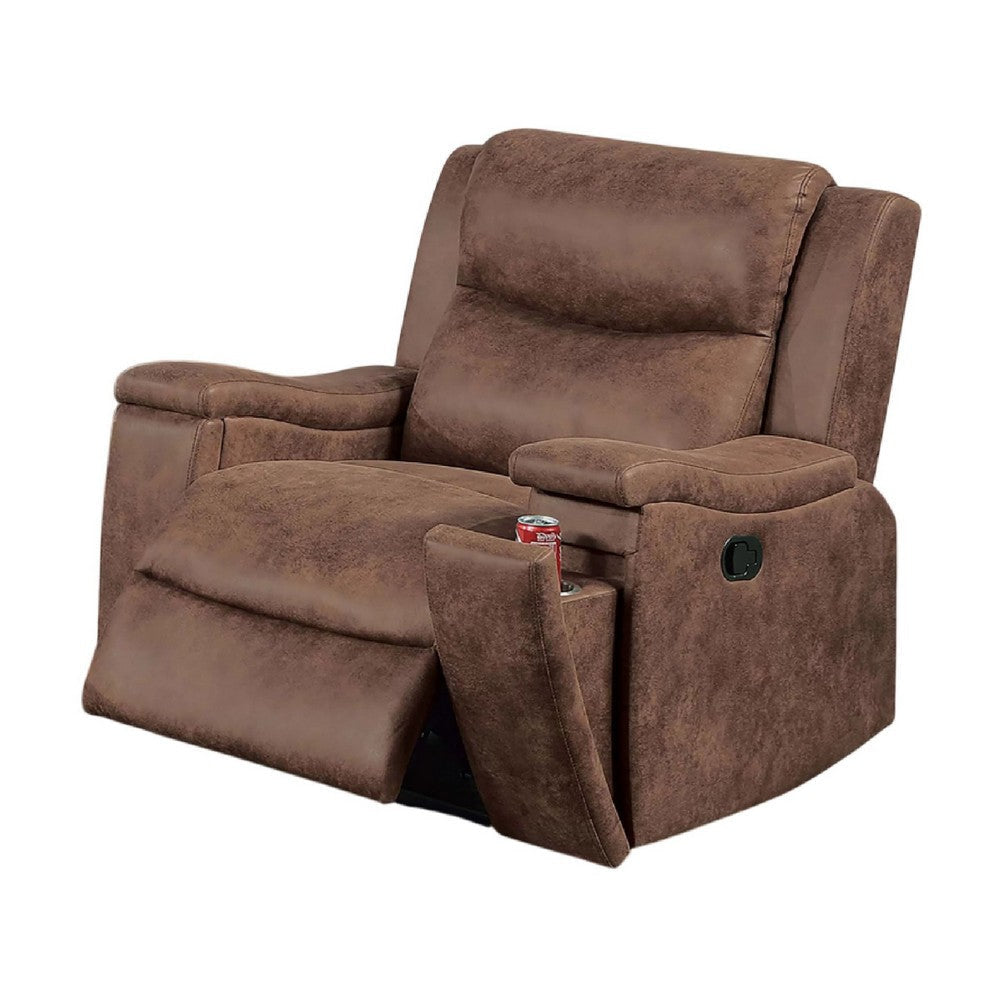 Verra Manual Recliner Lounge Chair | Walnut Tufted Faux Leather BM341109