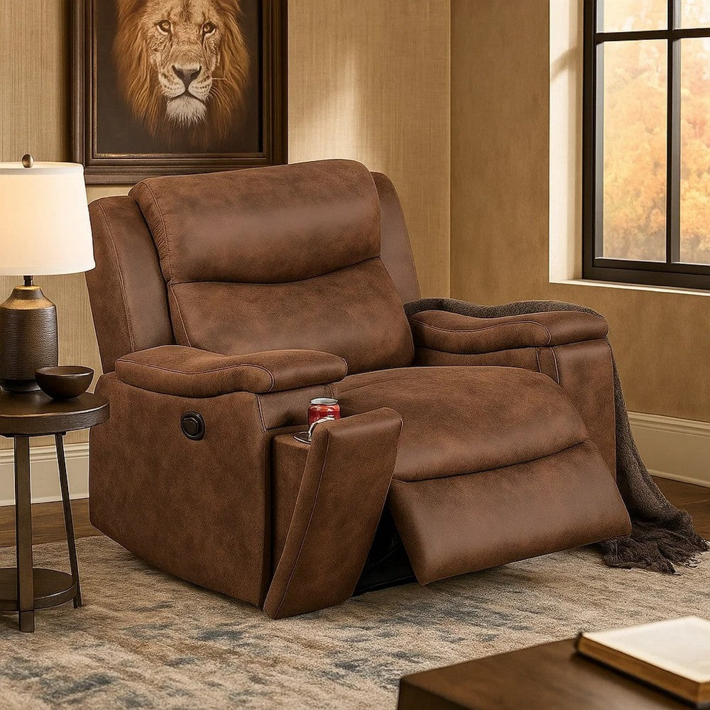 Verra Manual Recliner Lounge Chair | Walnut Tufted Faux Leather