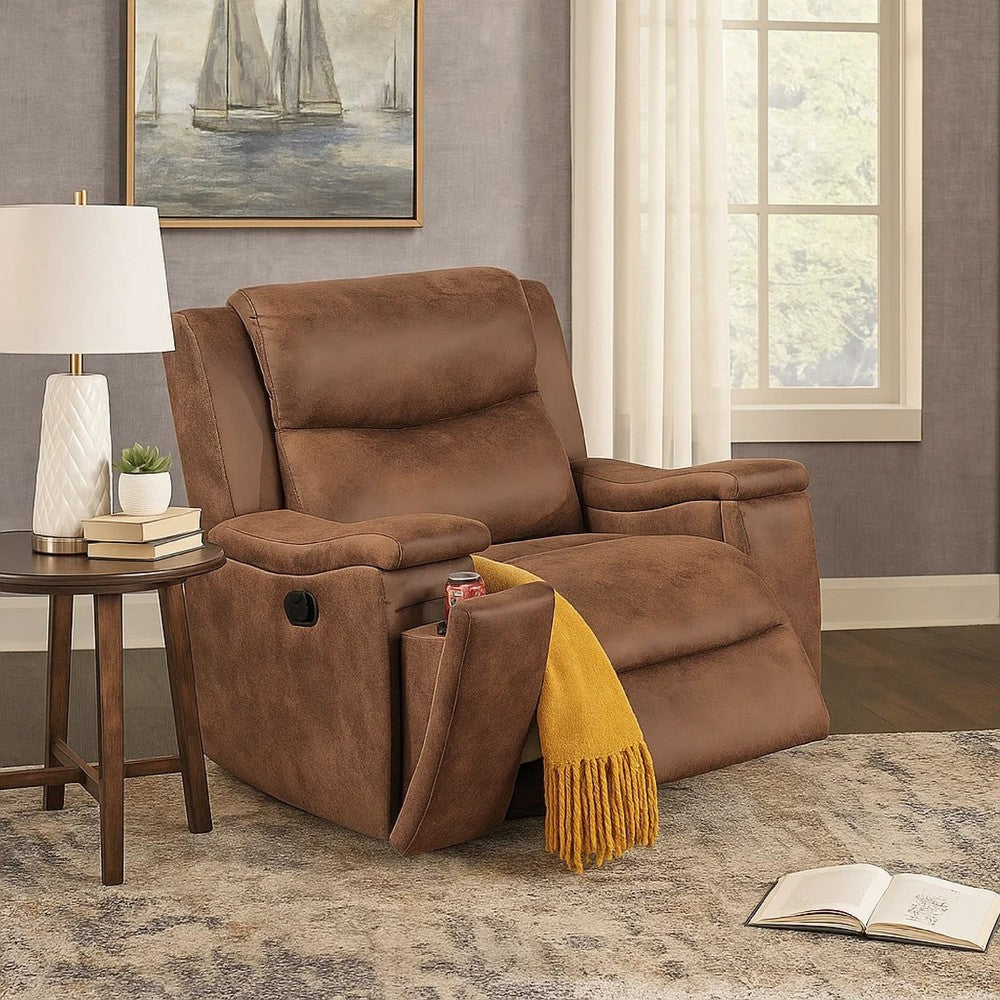 Verra Manual Recliner Lounge Chair | Walnut Tufted Faux Leather