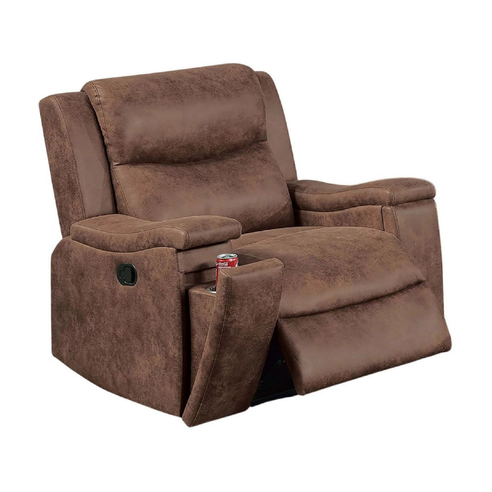 Verra Manual Recliner Lounge Chair | Walnut Tufted Faux Leather