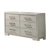 Simone Wide Dresser | 6 Drawer & Block Feet | Antique White Wood BM341111