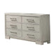 Simone Wide Dresser | 6 Drawer & Block Feet | Antique White Wood BM341111