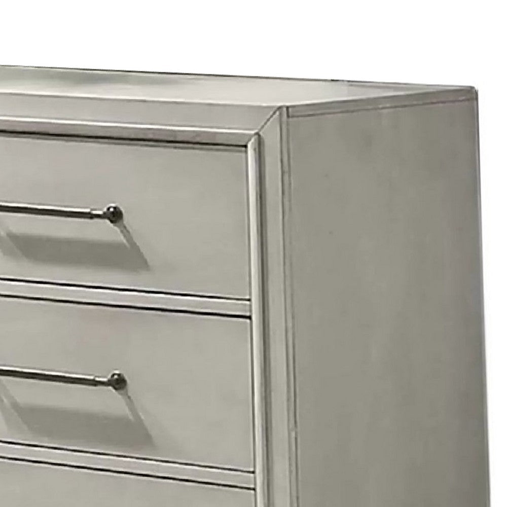 Simone Wide Dresser | 6 Drawer & Block Feet | Antique White Wood BM341111
