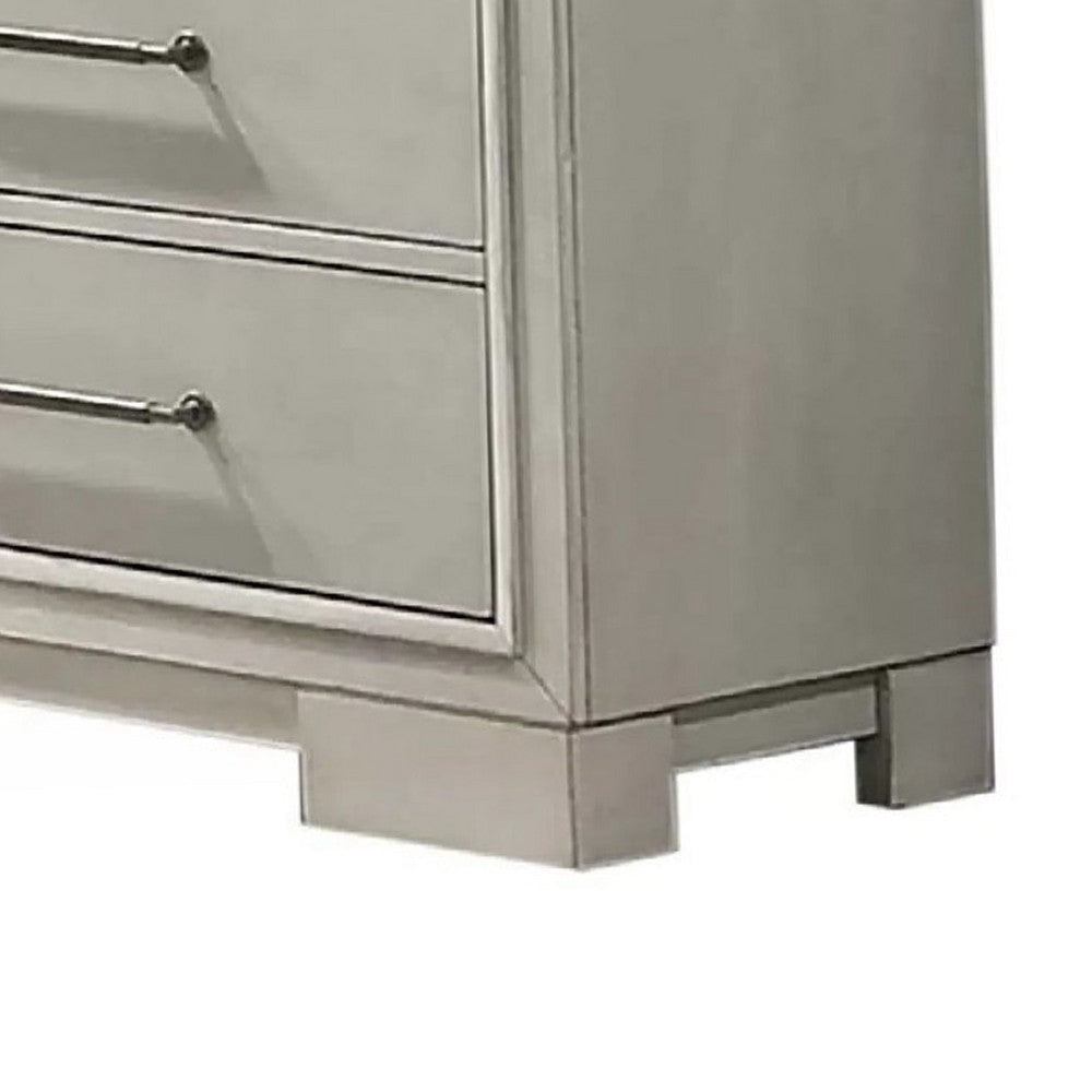 Simone Wide Dresser | 6 Drawer & Block Feet | Antique White Wood BM341111
