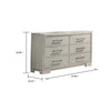 Simone Wide Dresser | 6 Drawer & Block Feet | Antique White Wood BM341111