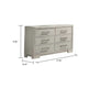 Simone Wide Dresser | 6 Drawer & Block Feet | Antique White Wood BM341111