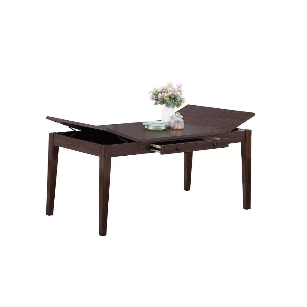 Sheryl Dining Table w Lift Top Hidden Storage | Walnut Brown BM341112