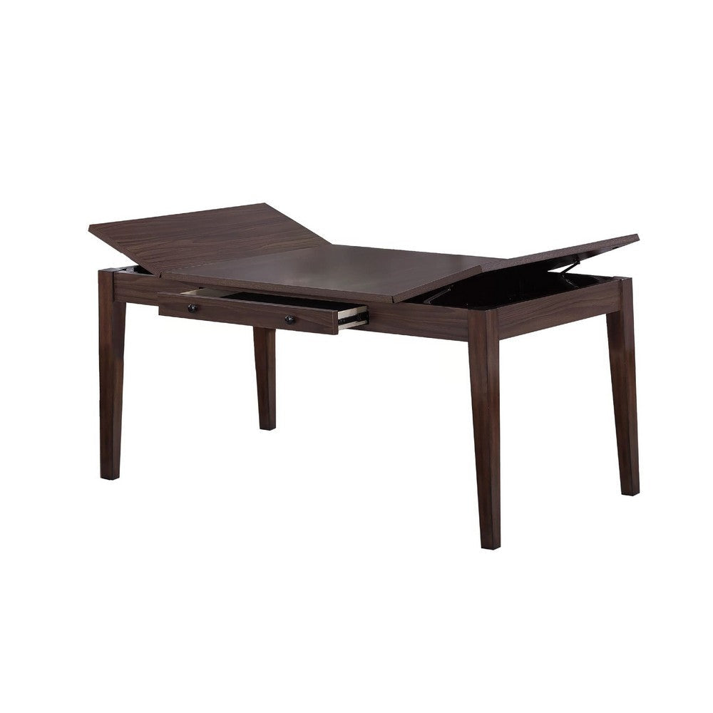 Sheryl Dining Table w Lift Top Hidden Storage | Walnut Brown BM341112