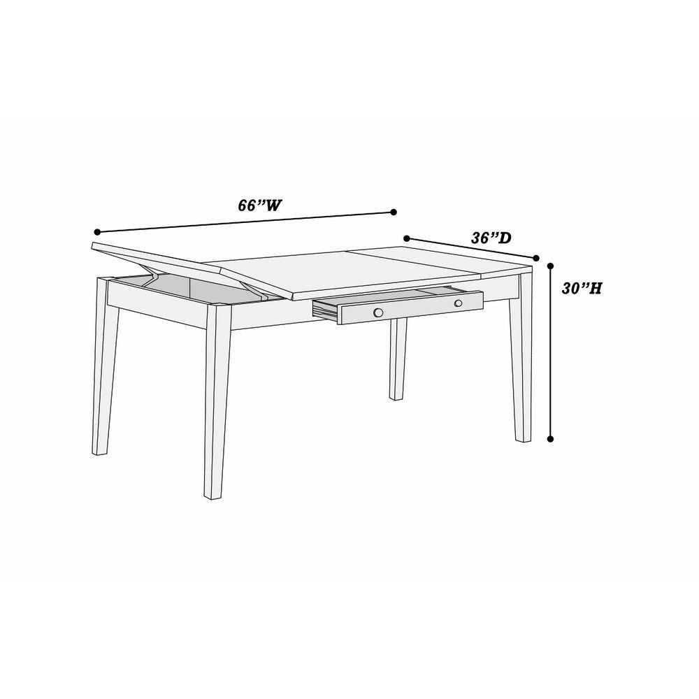 Sheryl Dining Table w Lift Top Hidden Storage | Walnut Brown BM341112