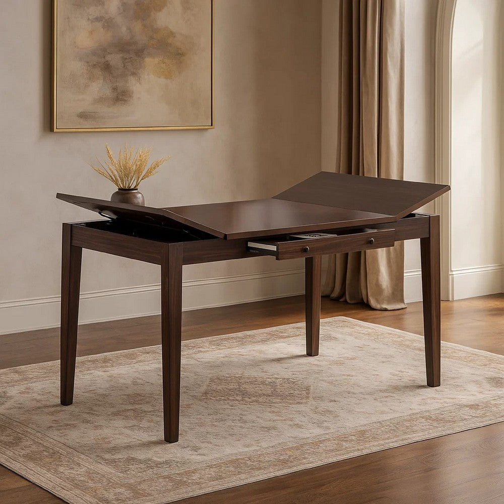 Sheryl Counter-Height Table with Lift Top Hidden Storage | Walnut Brown