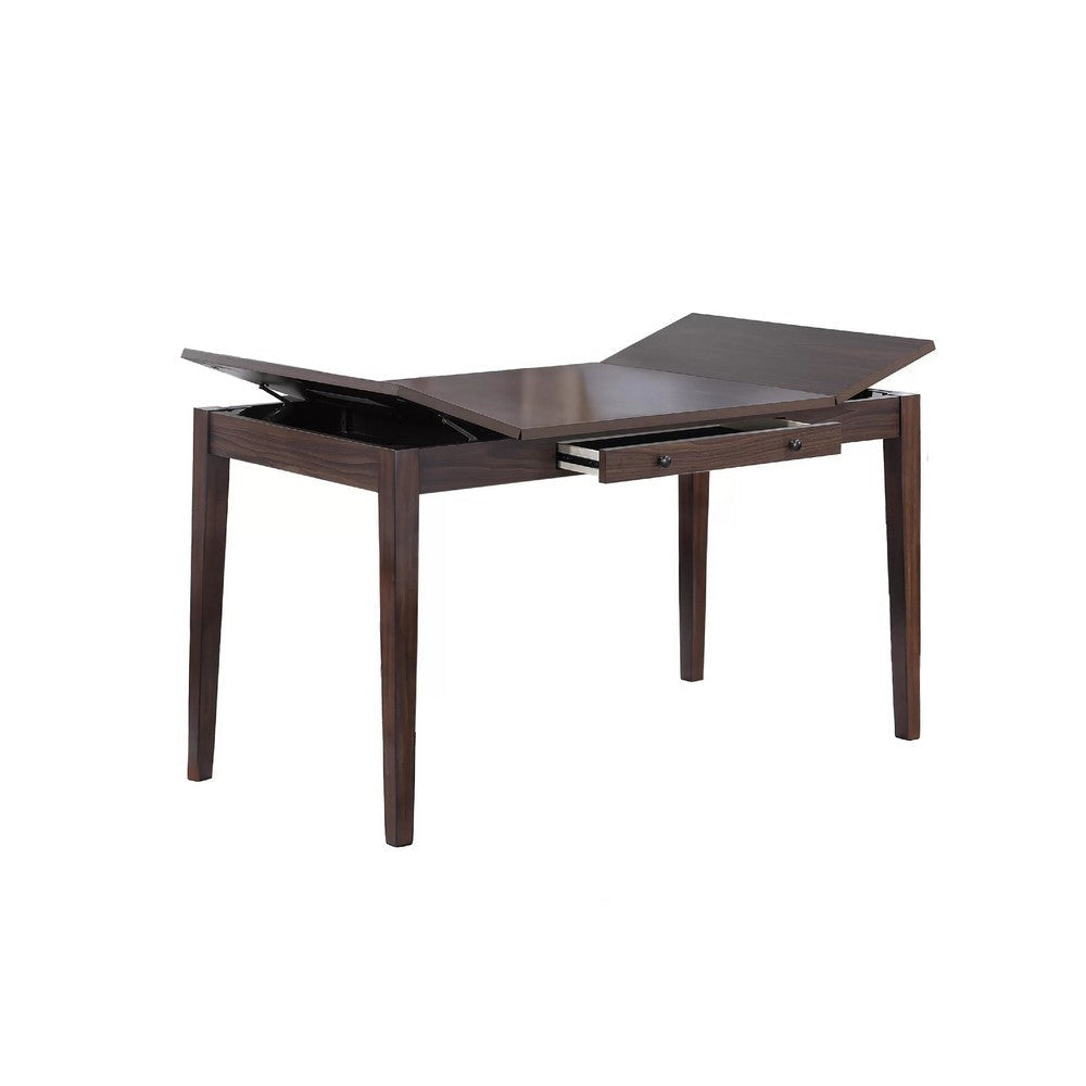 Sheryl Counter-Height Table with Lift Top Hidden Storage | Walnut Brown
