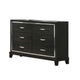 Lyla Wide Dresser | Silver Trim | 6 Drawer | Tapered Legs | Black Wood