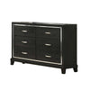 Lyla Wide Dresser | Silver Trim | 6 Drawer | Tapered Legs | Black Wood BM341114
