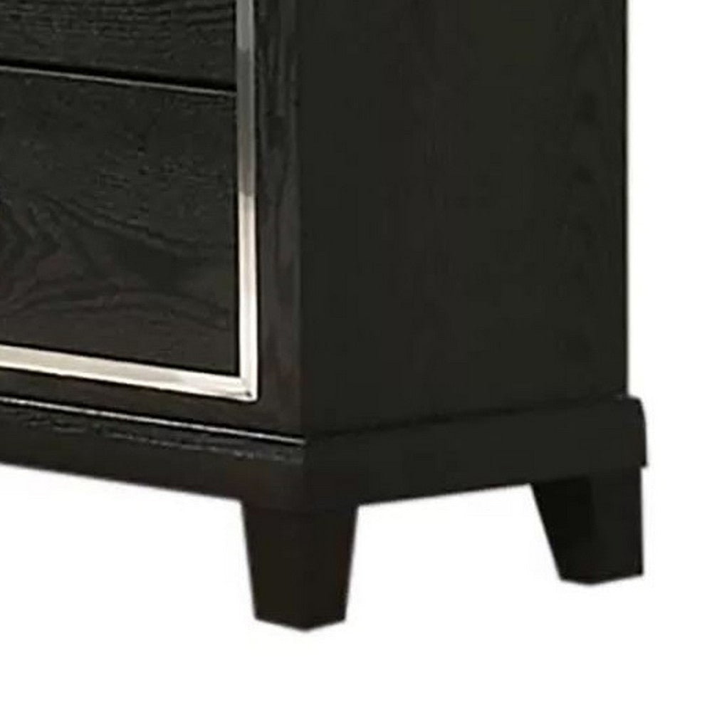 Lyla Wide Dresser | Silver Trim | 6 Drawer | Tapered Legs | Black Wood BM341114