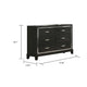 Lyla Wide Dresser | Silver Trim | 6 Drawer | Tapered Legs | Black Wood
