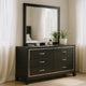 Lyla Wide Dresser | Silver Trim | 6 Drawer | Tapered Legs | Black Wood