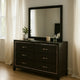 Lyla Wide Dresser | Silver Trim | 6 Drawer | Tapered Legs | Black Wood