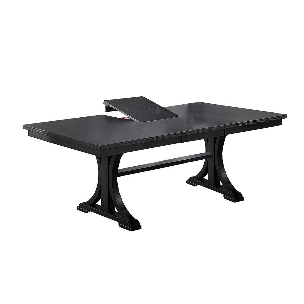 Berny Dining Table | Extension Leaf | Trestle Base | Gray Wood | 64-46"