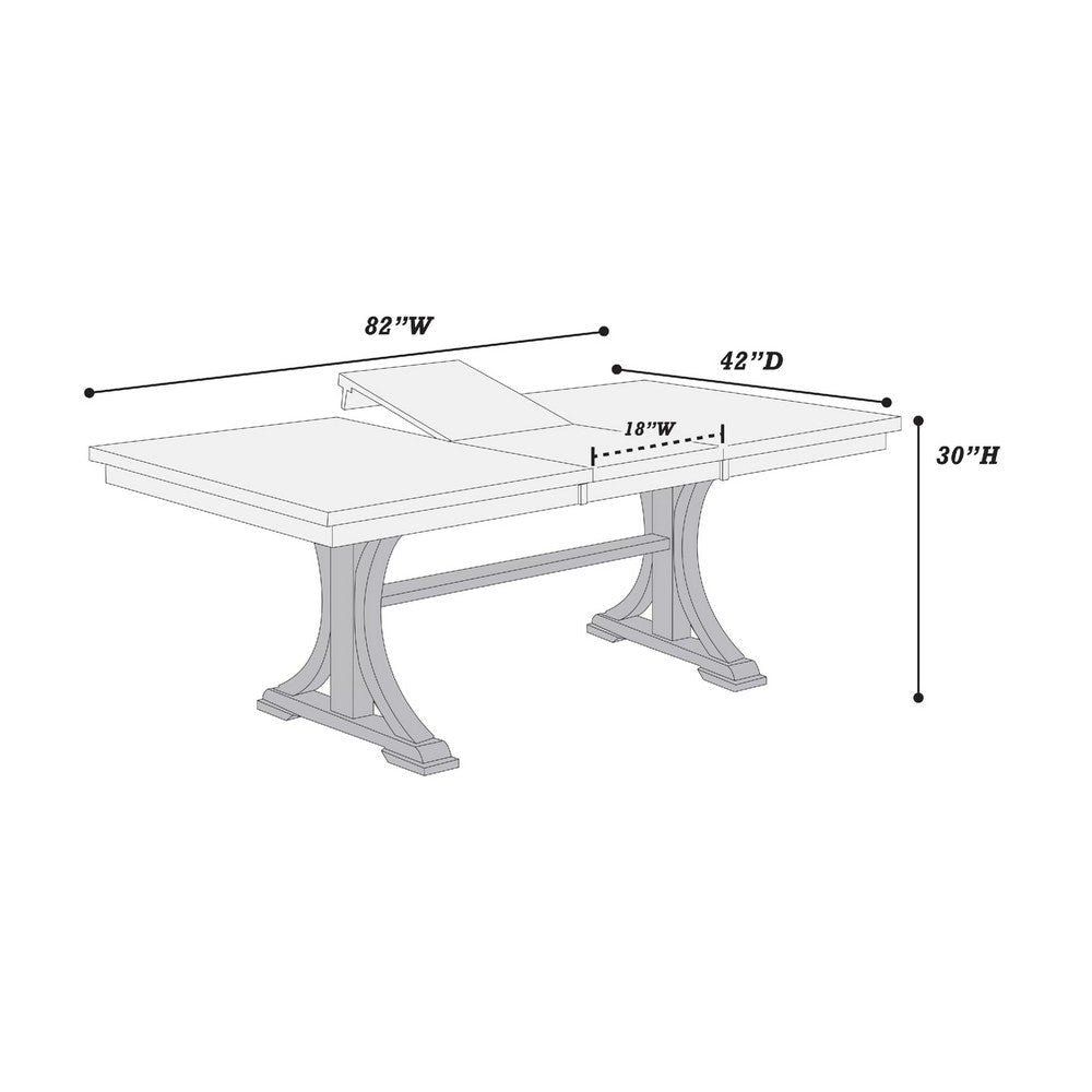 Berny Dining Table | Extension Leaf | Trestle Base | Gray Wood | 64-46’’ BM341116
