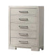 Simone Tall Dresser Chest | 5 Drawers | Antique White Wood Finish