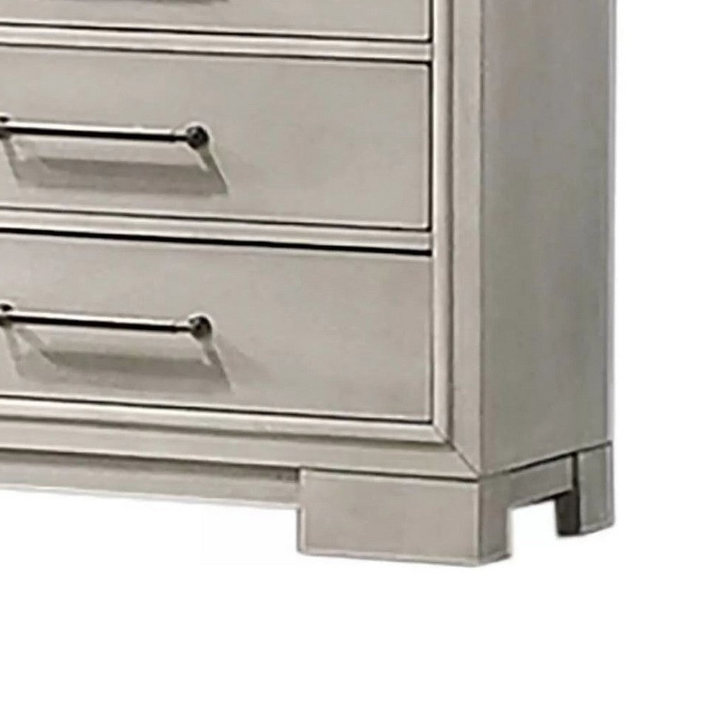 Simone Tall Dresser Chest | 5 Drawers | Antique White Wood Finish BM341117