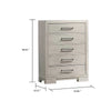 Simone Tall Dresser Chest | 5 Drawers | Antique White Wood Finish