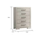 Simone Tall Dresser Chest | 5 Drawers | Antique White Wood Finish