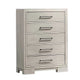 Simone Tall Dresser Chest | 5 Drawers | Antique White Wood Finish