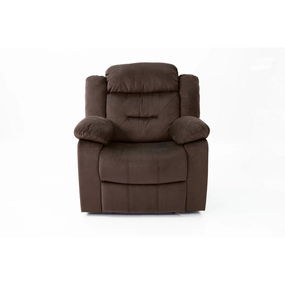 Harper Manual Recliner Lounge Chair | Chocolate Brown Channel Tufted Velvet