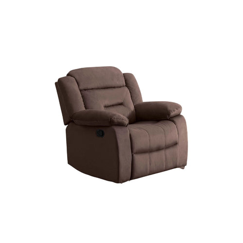 Harper Manual Recliner Lounge Chair | Chocolate Brown Channel Tufted Velvet