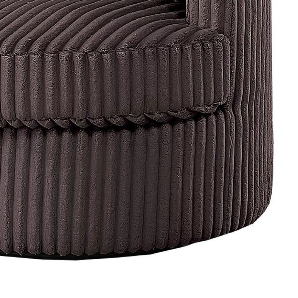 Tamara Round Swivel Chair w 2 Back Cushions | Brown Corduroy BM341119