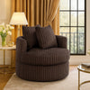 Tamara Round Swivel Chair w 2 Back Cushions | Brown Corduroy