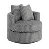 Tamara Round Swivel Chair w 2 Back Cushions | Gray Corduroy Fabric