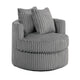 Tamara Round Swivel Chair w 2 Back Cushions | Gray Corduroy Fabric